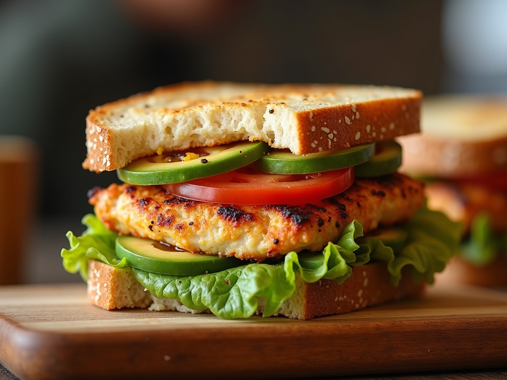 🥑🥪 Ese sándwich de aguacate y pollo en pan integral recién hecho te está miran
